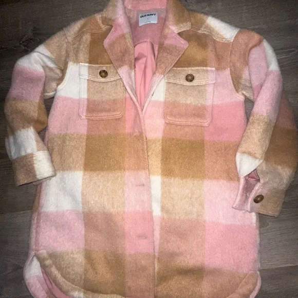 Old Navy Pink and Tan Plaid Jacket - Picture 2 of 8